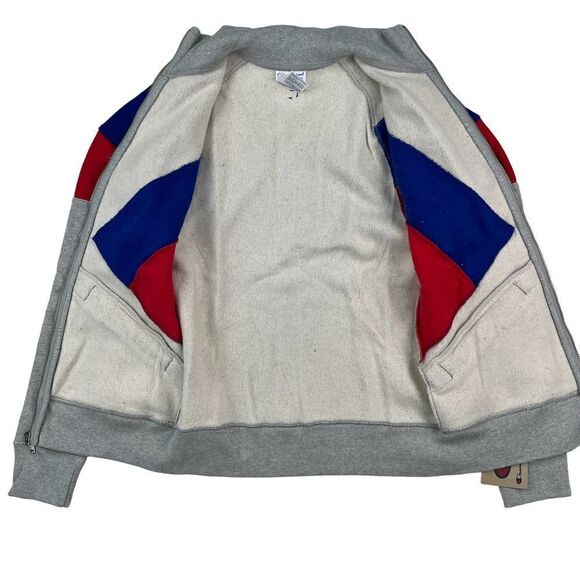 New Champion Men US XS Grey Full Zip Track Jacket Reverse Weave Colorblock  - Picture 6 of 9
